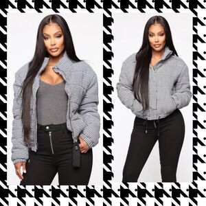 Ashley by 26 International Outerwear Houndstooth Puffer Jacket
